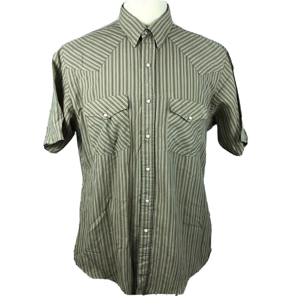 Western‎ Frontier Rodeo Cowboy Shirt Size Large Pearl Snaps S/S Ranch Farmer